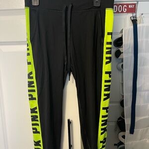 Medium Black and Neon Green, PINK Leggings